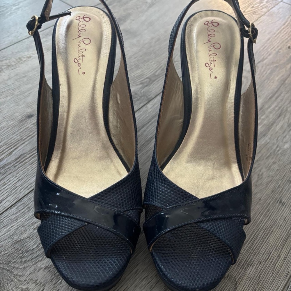 Lilly Pulitzer Blue Wedge Slingback Shoes